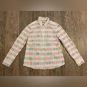 Boden Womens Cotton Classic Shirt - Size US 10R- Big Ben Print - Long Sleeve